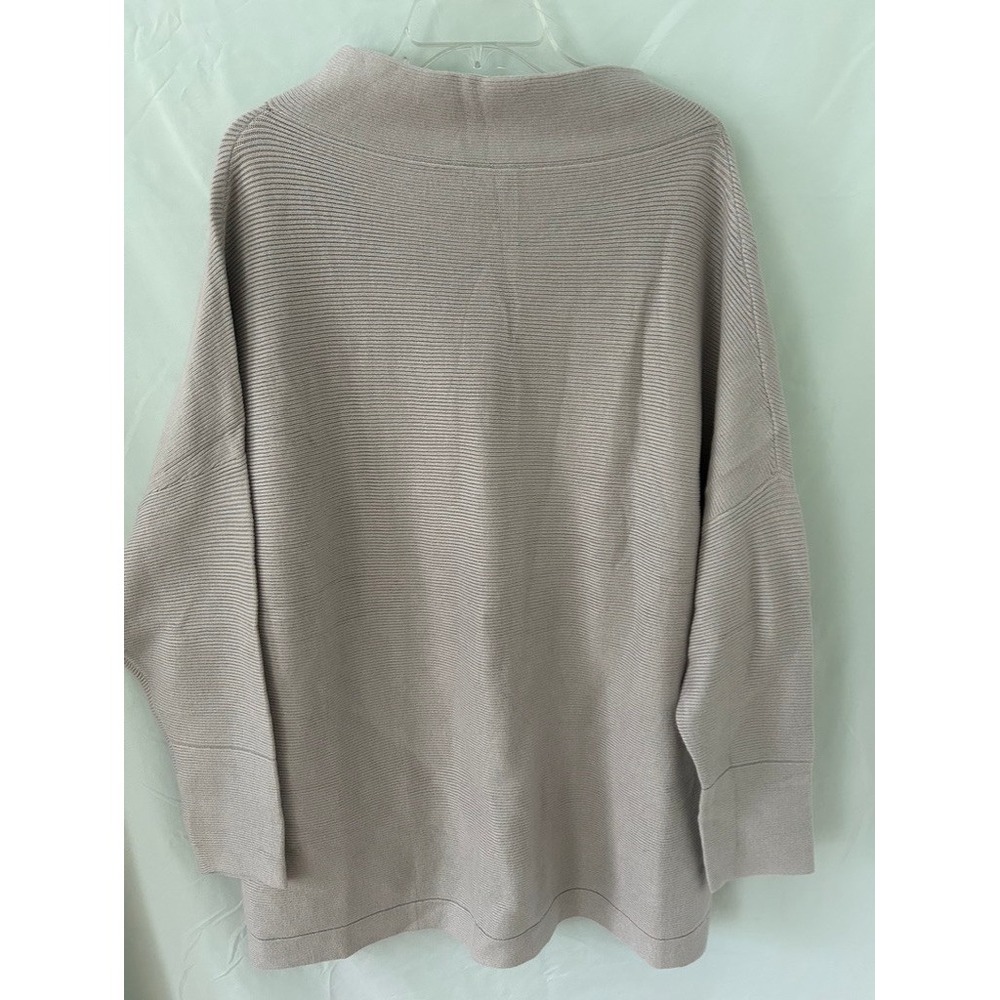 Womens Taupe Ribbed Mock Neck Batwing Sleeve Oversized Knit Sweater Large